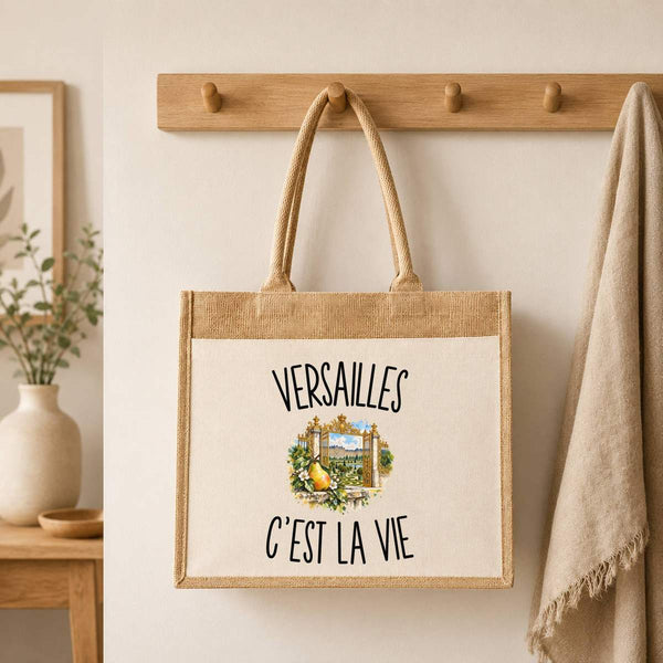 Sac Cabas Jute avec Poche Versailles c’est la vie