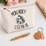 Coffret Cadeau Mon Husky c'est ma vie – Trousse, stylo bambou et porte-clés