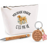 Coffret Cadeau Mon Braque Hongrois c'est ma vie – Trousse, stylo bambou et porte-clés