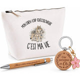 Coffret Cadeau Mon Chien-Loup Tchécoslovaque c'est ma vie – Trousse, stylo bambou et porte-clés