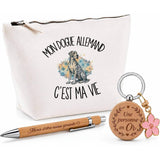 Coffret Cadeau Mon Dogue Allemand c'est ma vie – Trousse, stylo bambou et porte-clés