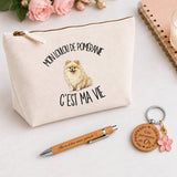 Coffret Cadeau Mon Loulou de Poméranie c'est ma vie – Trousse, stylo bambou et porte-clés