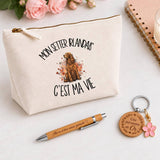 Coffret Cadeau Mon Setter Irlandais c'est ma vie – Trousse, stylo bambou et porte-clés