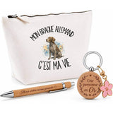 Coffret Cadeau Mon Braque Allemand c'est ma vie – Trousse, stylo bambou et porte-clés