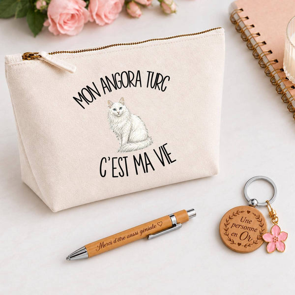 Coffret Cadeau Mon Angora Turc c'est ma vie – Trousse, stylo bambou et porte-clés