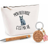 Coffret Cadeau Mon Bleu Russe c'est ma vie – Trousse, stylo bambou et porte-clés