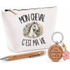 Coffret Cadeau Mon cheval c'est ma vie – Trousse, stylo bambou et porte-clés