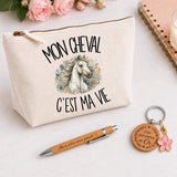 Coffret Cadeau Mon cheval c'est ma vie – Trousse, stylo bambou et porte-clés