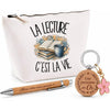 Coffret Cadeau La lecture c'est la vie – Trousse, stylo bambou et porte-clés