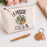 Coffret Cadeau La musique c'est la vie – Trousse, stylo bambou et porte-clés