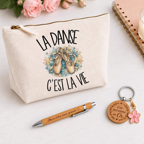 Coffret Cadeau La danse c'est la vie – Trousse, stylo bambou et porte-clés