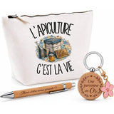 Coffret Cadeau L'apiculture c'est la vie – Trousse, stylo bambou et porte-clés