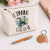 Coffret Cadeau Le spinning c'est la vie – Trousse, stylo bambou et porte-clés