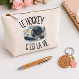 Coffret Cadeau Le hockey c'est la vie – Trousse, stylo bambou et porte-clés