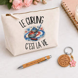 Coffret Cadeau Le curling c'est la vie – Trousse, stylo bambou et porte-clés