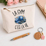 Coffret Cadeau La gym c'est la vie – Trousse, stylo bambou et porte-clés