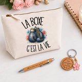 Coffret Cadeau La boxe c'est la vie – Trousse, stylo bambou et porte-clés