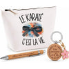 Coffret Cadeau Le karaté c'est la vie – Trousse, stylo bambou et porte-clés