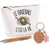 Coffret Cadeau Le baseball c'est la vie – Trousse, stylo bambou et porte-clés