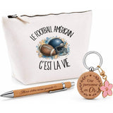 Coffret Cadeau Le football américain c'est la vie – Trousse, stylo bambou et porte-clés