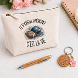 Coffret Cadeau Le football américain c'est la vie – Trousse, stylo bambou et porte-clés