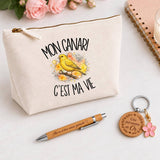 Coffret Cadeau Mon canari c'est ma vie – Trousse, stylo bambou et porte-clés