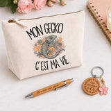 Coffret Cadeau Mon gecko c'est ma vie – Trousse, stylo bambou et porte-clés