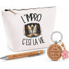 Coffret Cadeau L'impro c'est la vie – Trousse, stylo bambou et porte-clés
