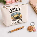 Coffret Cadeau La fondue c'est la vie – Trousse, stylo bambou et porte-clés