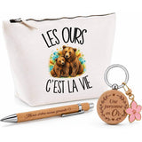 Coffret Cadeau Les ours c'est la vie – Trousse, stylo bambou et porte-clés