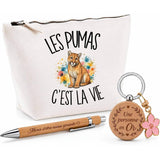 Coffret Cadeau Les pumas c'est la vie – Trousse, stylo bambou et porte-clés