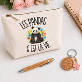 Coffret Cadeau Les pandas c'est la vie – Trousse, stylo bambou et porte-clés