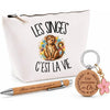 Coffret Cadeau Les singes c'est la vie – Trousse, stylo bambou et porte-clés