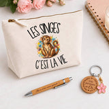 Coffret Cadeau Les singes c'est la vie – Trousse, stylo bambou et porte-clés