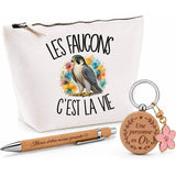 Coffret Cadeau Les faucons c'est la vie – Trousse, stylo bambou et porte-clés