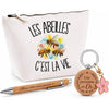 Coffret Cadeau Les abeilles c'est la vie – Trousse, stylo bambou et porte-clés