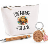 Coffret Cadeau Être infirmier c'est la vie – Trousse, stylo bambou et porte-clés