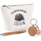 Coffret Cadeau Être surveillant pénitentiaire c'est la vie – Trousse, stylo bambou et porte-clés