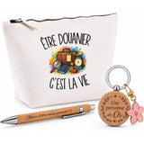 Coffret Cadeau Être douanier c'est la vie – Trousse, stylo bambou et porte-clés