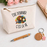 Coffret Cadeau Être douanier c'est la vie – Trousse, stylo bambou et porte-clés