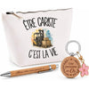 Coffret Cadeau Être cariste c'est la vie – Trousse, stylo bambou et porte-clés