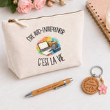 Coffret Cadeau Être auto-entrepreneur c'est la vie – Trousse, stylo bambou et porte-clés