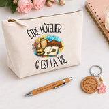 Coffret Cadeau Être hôtelier c'est la vie – Trousse, stylo bambou et porte-clés