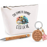 Coffret Cadeau Être femme de chambre c'est la vie – Trousse, stylo bambou et porte-clés