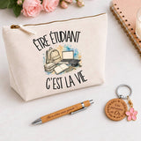 Coffret Cadeau Être étudiant c'est la vie – Trousse, stylo bambou et porte-clés