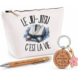 Coffret Cadeau Le jiu-jitsu c'est la vie – Trousse, stylo bambou et porte-clés