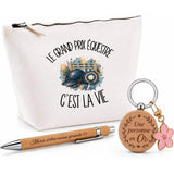 Coffret Cadeau Le grand prix équestre c'est la vie – Trousse, stylo bambou et porte-clés