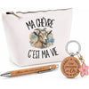 Coffret Cadeau Ma chèvre c'est ma vie – Trousse, stylo bambou et porte-clés