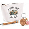 Coffret Cadeau La pêche à la mouche c'est la vie – Trousse, stylo bambou et porte-clés
