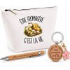 Coffret Cadeau Être fromagère c'est la vie – Trousse, stylo bambou et porte-clés